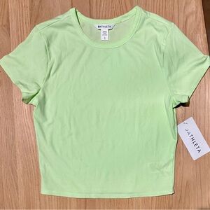 NWT Athleta Women's Signature Ribbed Crop Tee Top L